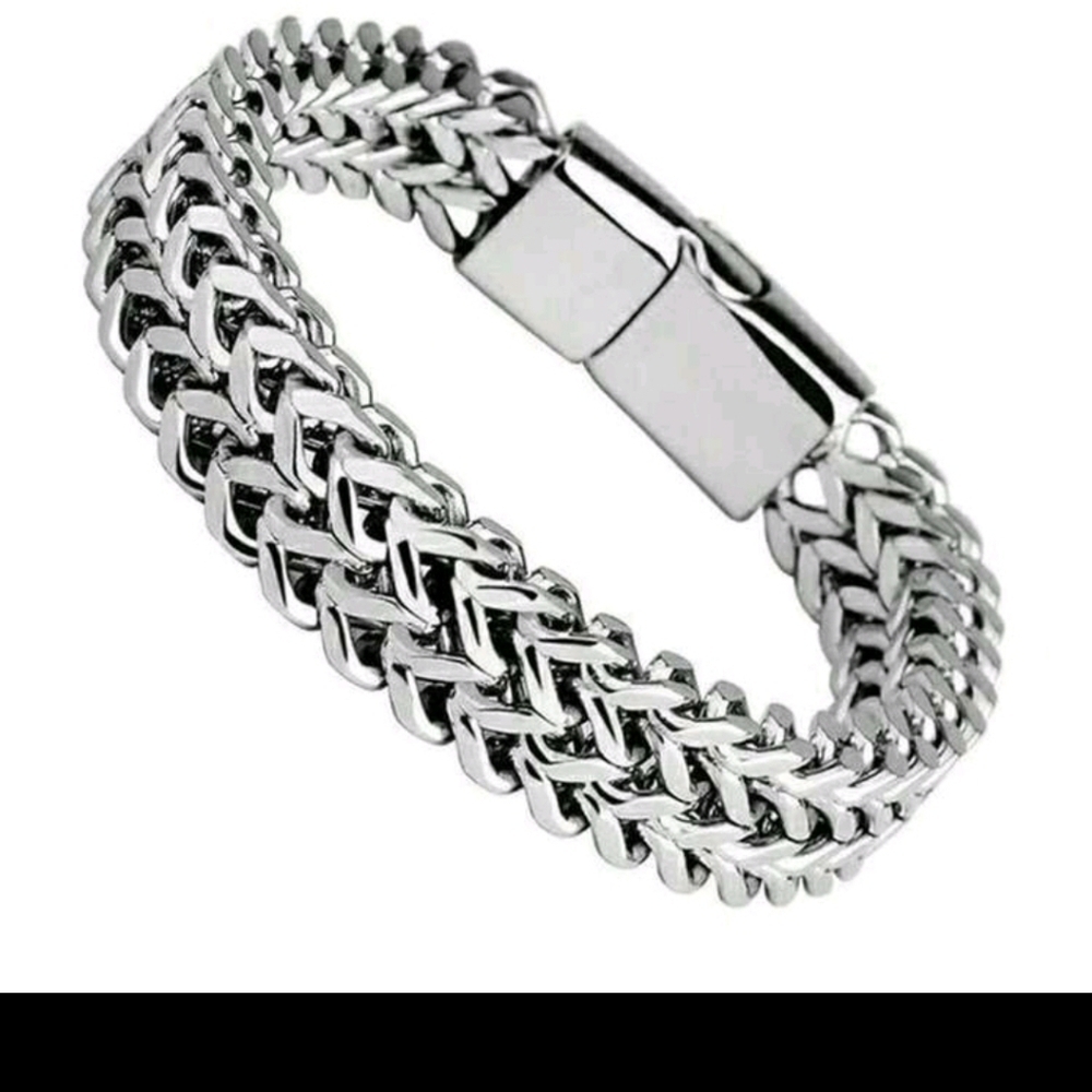 Stainless Steel Magnetic Bayonet Clasp Franco Chain Bracelet For Men 7.5" - Picture 5 of 11